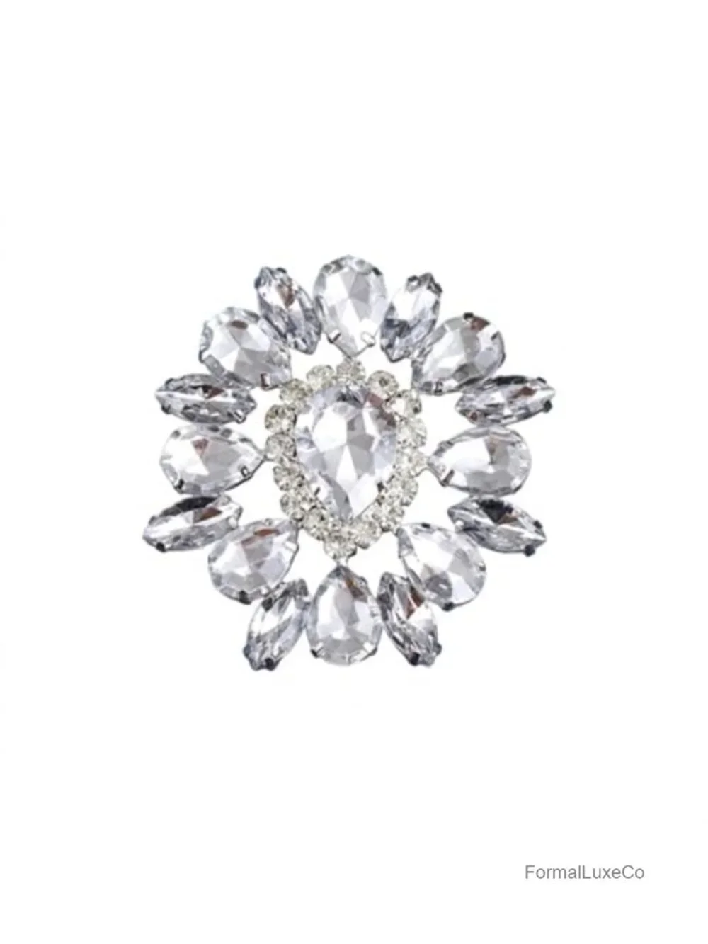 Oversized Teardrop Flower Statement Open Ring Adjustable Cocktail Party Floral
